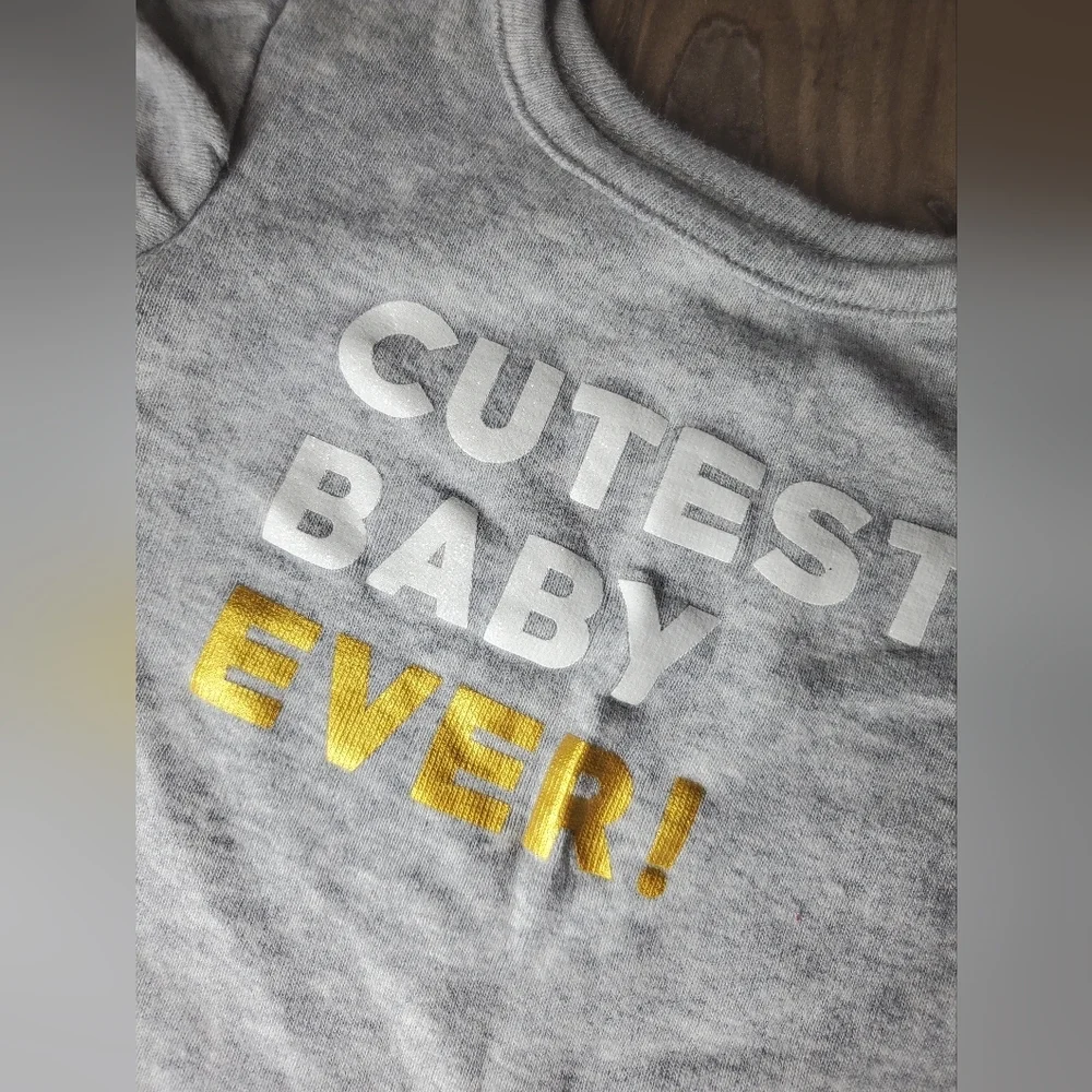 Carter's Gray White and Metallic Gold Graphic Onesie Bodysuit Size 6m Baby Girl